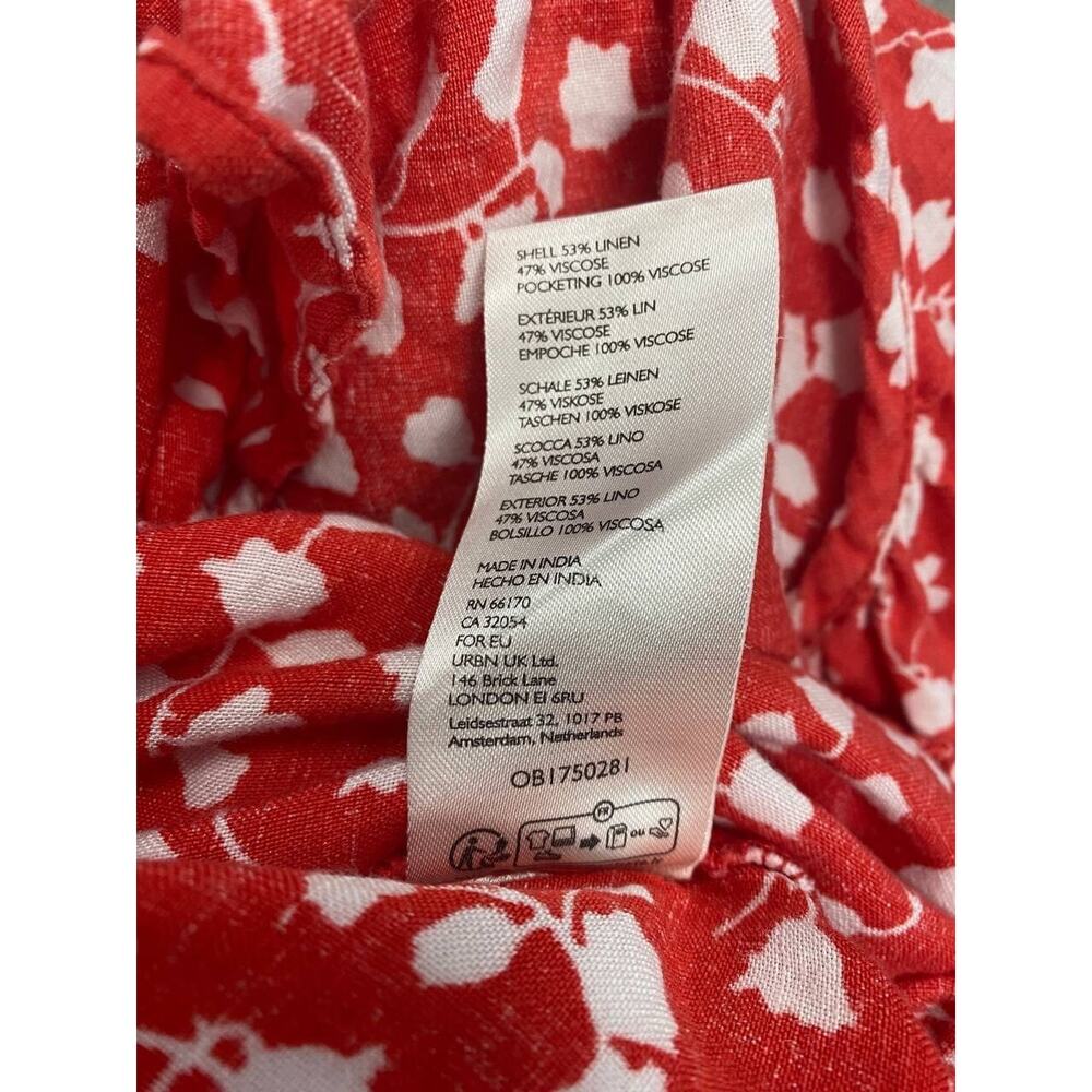 Anthropologie Short Sleeve Length Somerset Romper Linen Red White SZ XL A000408 - Picture 6 of 7